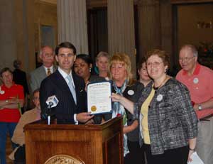 Lieutenant Governor Andre Bauer presents proclamation