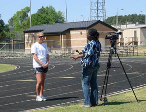WACH TV setting up for an interview