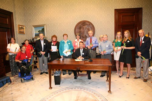 Photo of 2010 Parkinson's Proclamation Signing and Presentation Ceremony with Governor Sanford