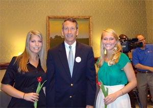 Photo of Shannon Parry, Governor Sanford, and Sarah Crook at SC State House