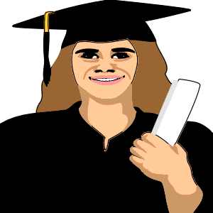 Cartoon image of woman graduate